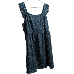 SHEIN Curve Green & White Polka Dot Ruffle Sleeve Dress 4XL